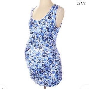 A Pea in the Pod Blue Floral Maternity Dress